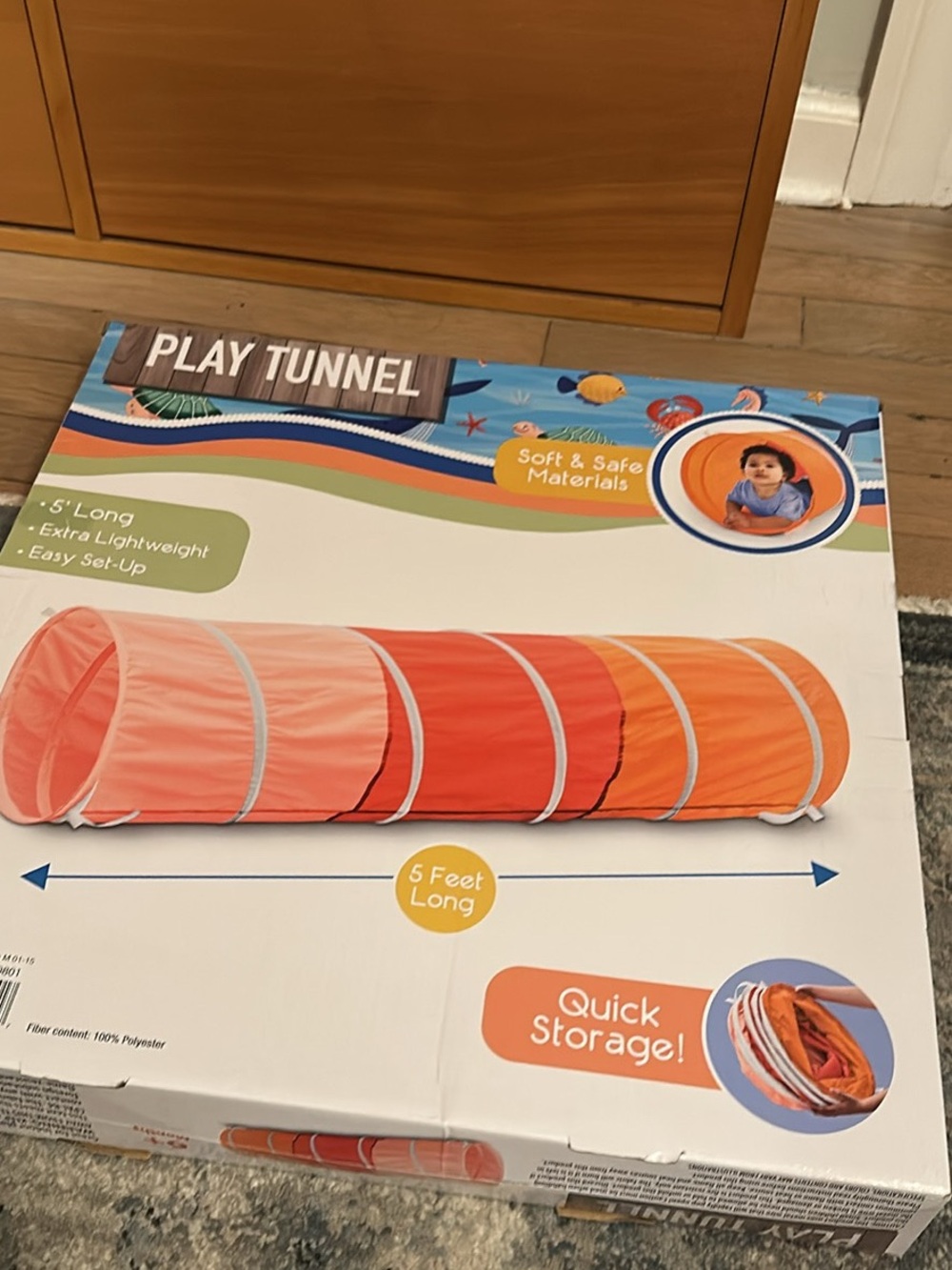 Kids Play Tunnel - Orange/Red Foldable Play Tunnel
